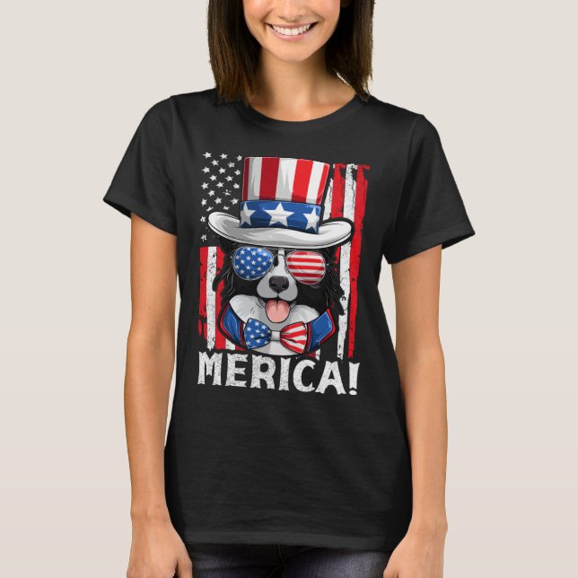 Border Collie Dog Apparel American Flag Patriotic  T-Shirt (Vorderseite)