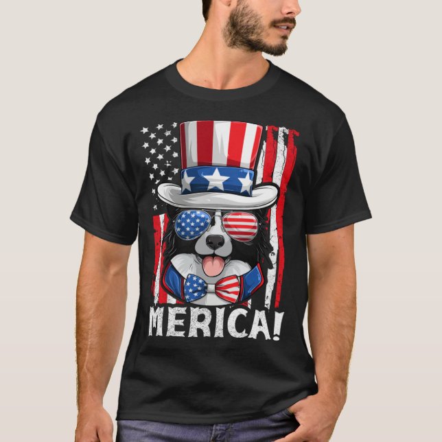 Border Collie Dog Apparel American Flag Patriotic  T-Shirt (Vorderseite)