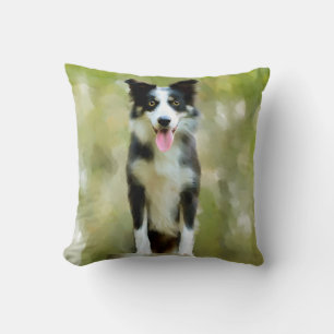 Border Collie Dog Art Portrait Kissen