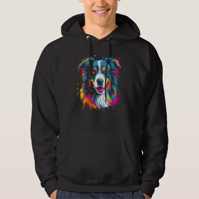 Border Collie Dog Australian Shepherd Puppy Graffi Hoodie (Vorderseite)