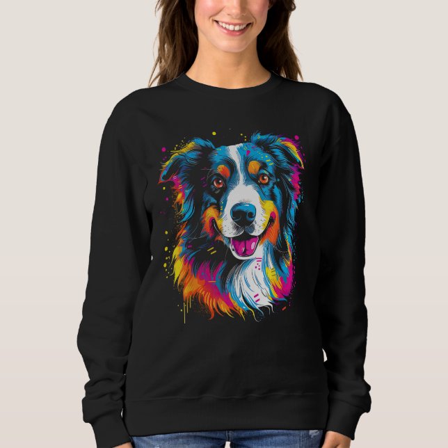 Border Collie Dog Australian Shepherd Puppy Graffi Sweatshirt (Vorderseite)