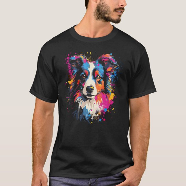 Border Collie Dog Australian Shepherd Puppy Graffi T-Shirt (Vorderseite)