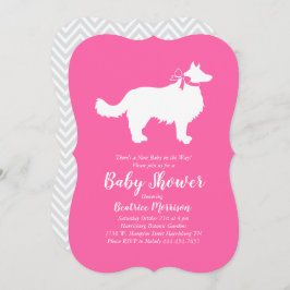 Border Collie Dog Baby Dusche Pink Girl Einladung
