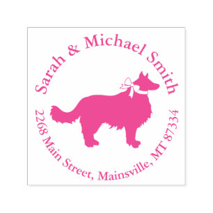 Border Collie Dog Baby Dusche Puppy Pink Girl Permastempel
