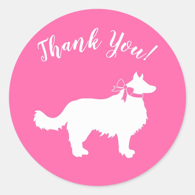 Border Collie Dog Baby Dusche Puppy Pink Girl Runder Aufkleber (Vorderseite)