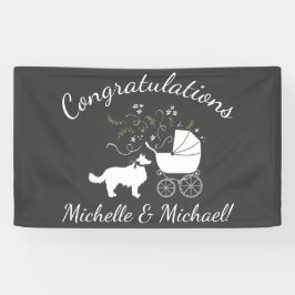 Border Collie Dog Baby Dusche Welpe Grau Banner