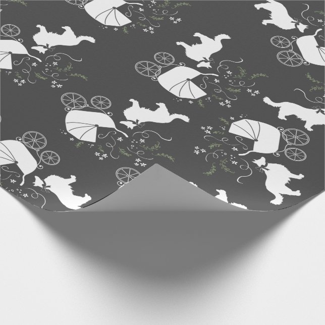 Border Collie Dog Baby Dusche Welpe Grau Geschenkpapier (Ecke)