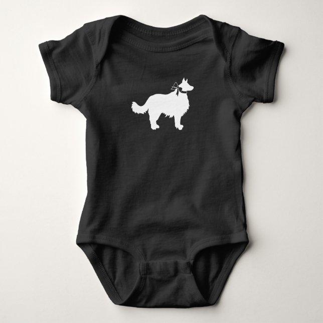 Border Collie Dog Baby Dusche Welpe Grau Strampler (Vorderseite)