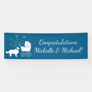 Border Collie Dog Baby Shower Welpe Blue Boy Banner