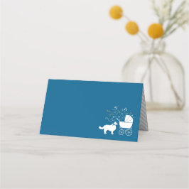 Border Collie Dog Baby Shower Welpe Blue Boy Platzkarte