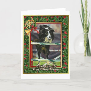 Border Collie Dog Blank Christmas Card Feiertagskarte