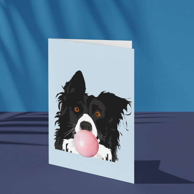 Border Collie Dog blasen Blase Gum Karte (Von Creator hochgeladen)