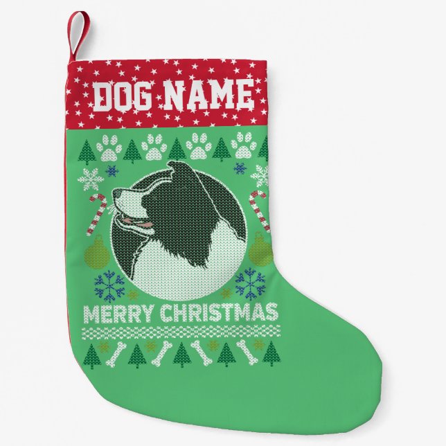 Border Collie Dog Breed Ugly Weihnachts-Sweater Kleiner Weihnachtsstrumpf (Vorderseite)