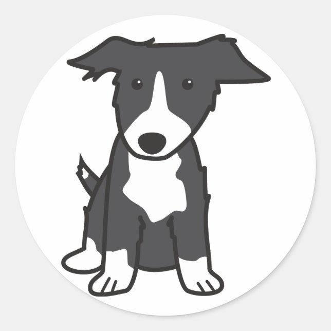 Border Collie Dog Cartoon Runder Aufkleber (Vorderseite)