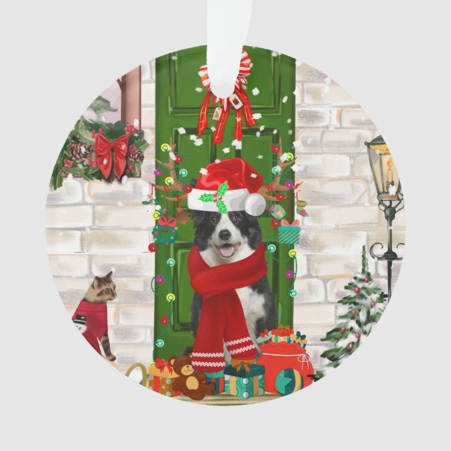 Border Collie Dog Christmas Ornament (Vorderseite)
