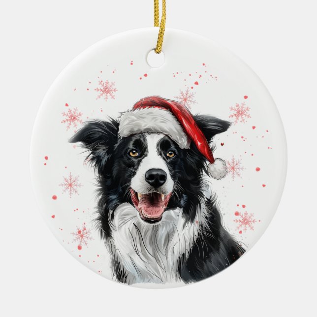 Border Collie Dog Christmas Personalized Keramik Ornament (Vorne)