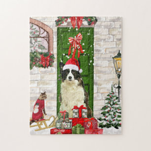 Border Collie Dog Christmas Puzzle