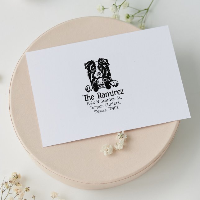 Border Collie Dog, Custom Rücksendeadresse, Gummistempel (Von Creator hochgeladen)