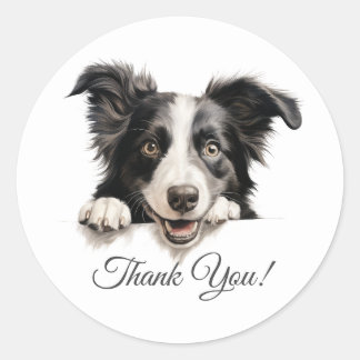 Border Collie Dog Danke Runder Aufkleber
