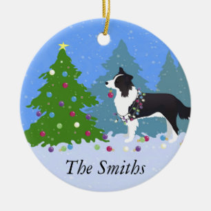 Border Collie Dog dekorieren Weihnachtsbaum Keramikornament