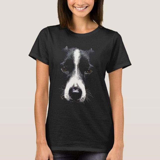 Border Collie Dog Face T-Shirt (Vorderseite)