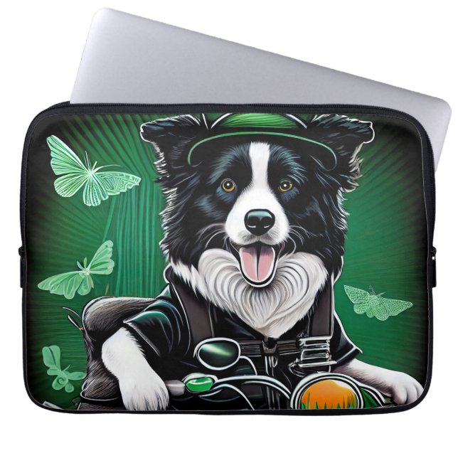 Border Collie Dog Fahrrad St. Patrick's Day Laptopschutzhülle (Vorderseite)