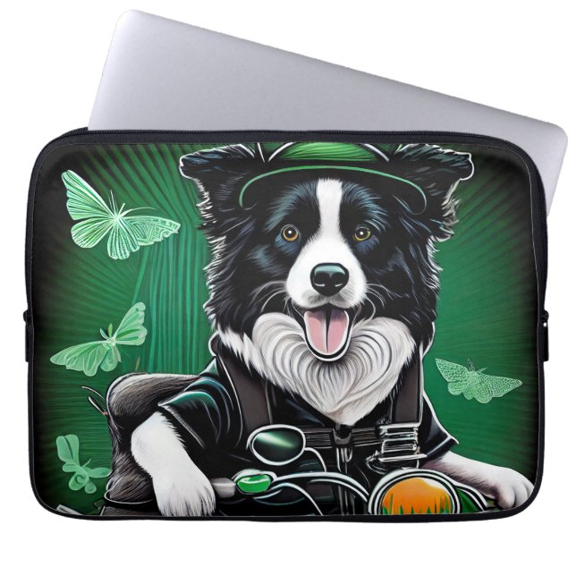 Border Collie Dog Fahrrad St. Patrick's Day Laptopschutzhülle (Vorderseite)