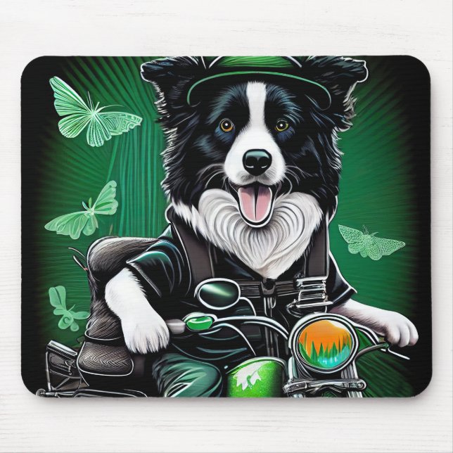 Border Collie Dog Fahrrad St. Patrick's Day Mousepad (Vorne)