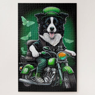 Border Collie Dog Fahrrad St. Patrick's Day Puzzle