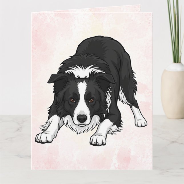 Border Collie Dog Folded Greeting Card Karte (Vorderseite)
