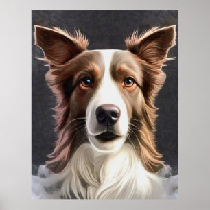 Border Collie Dog Frische Pasta machen Portrait Poster