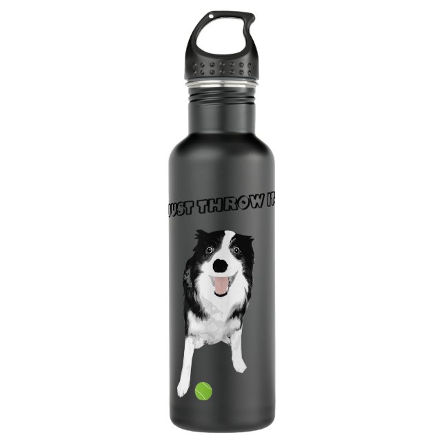 Border Collie Dog - Funny Just Thread It Tennis Ba Edelstahlflasche (Vorderseite)