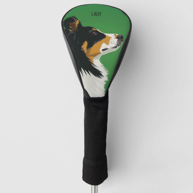 Border Collie Dog Golf Headcover (Vorderseite)