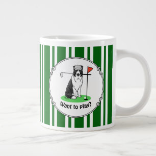 Border Collie Dog Golf spielen (schwarz & weiß) Sp Jumbo-Tasse
