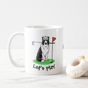 Border Collie Dog Golf spielen (schwarz & weiß) Sp Kaffeetasse