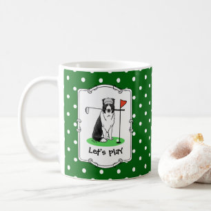 Border Collie Dog Golf spielen (schwarz & weiß) Sp Kaffeetasse
