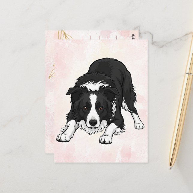 Border Collie Dog Greeting Card Postkarte (Vorderseite/Rückseite Beispiel)