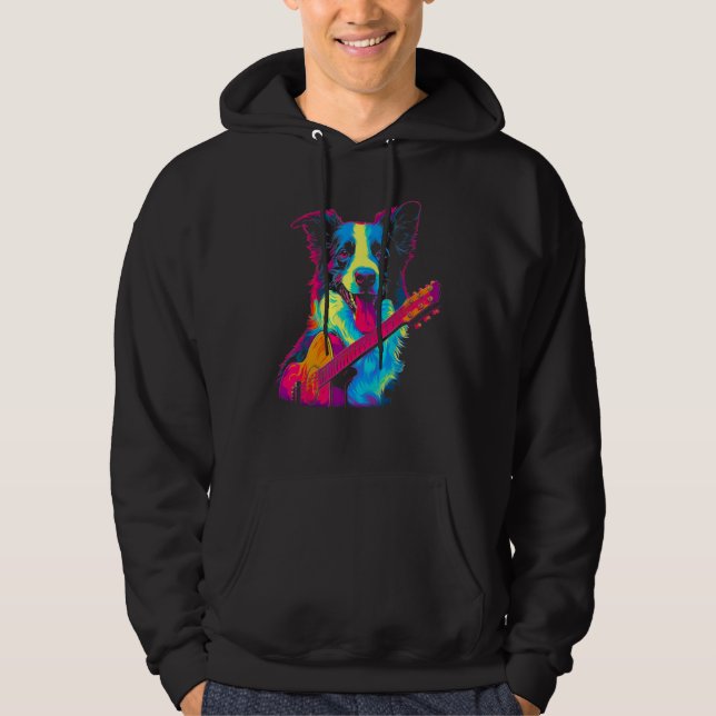 Border Collie Dog Guitar Hoodie (Vorderseite)