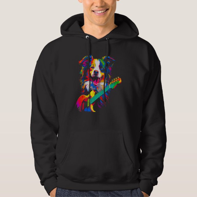 Border Collie Dog Guitarist Hoodie (Vorderseite)