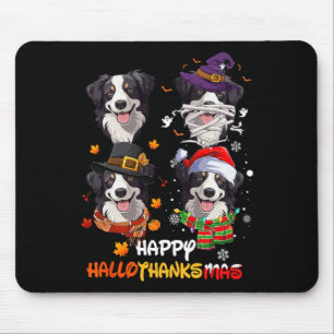 Border Collie Dog Hallothanksmas Halloween Thanksg Mousepad