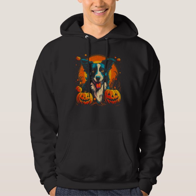 Border Collie Dog Halloween Theme Hoodie (Vorderseite)
