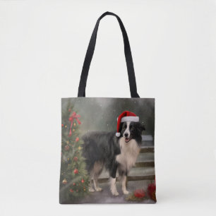 Border Collie Dog im Schnee Weihnachten