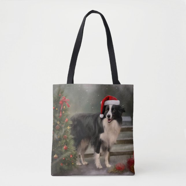 Border Collie Dog im Schnee Weihnachten (Vorderseite)