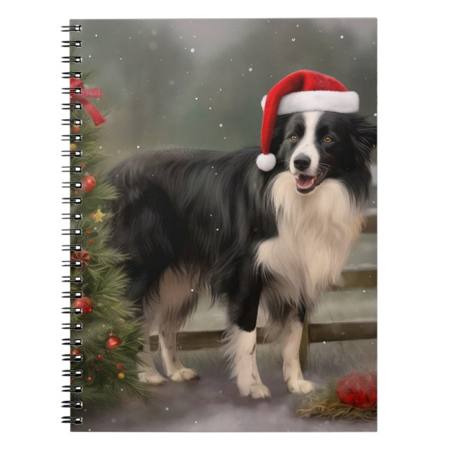 Border Collie Dog im Schnee Weihnachten Notizblock (Vorderseite)