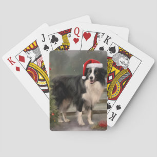 Border Collie Dog im Schnee Weihnachten Spielkarten