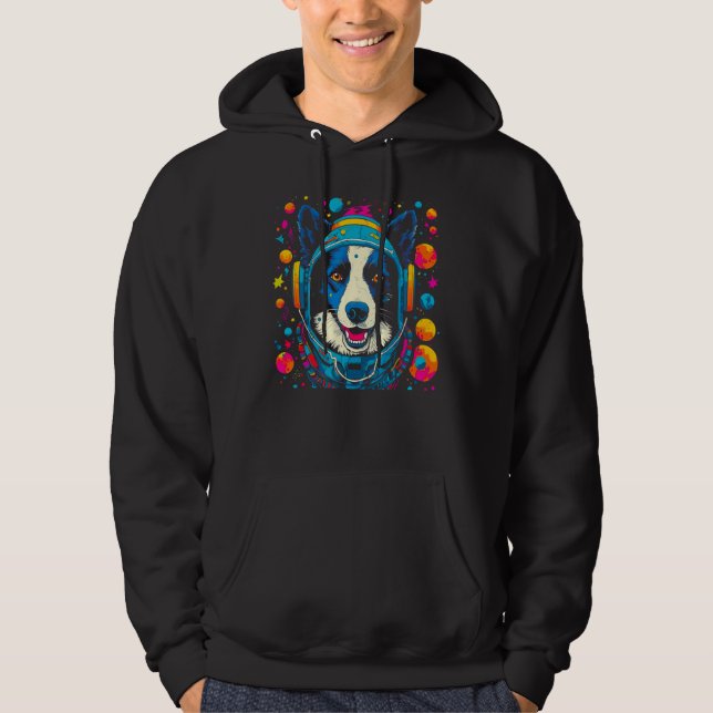 Border Collie Dog in Space Astronaut Hoodie (Vorderseite)