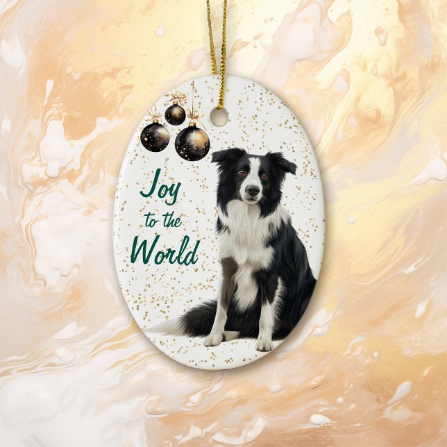 Border Collie Dog Joy to the World Christmas Keramik Ornament (Von Creator hochgeladen)