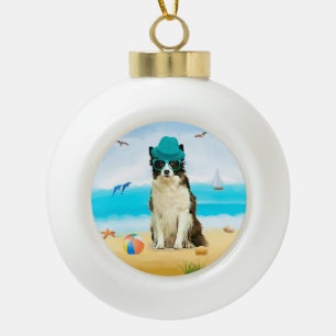 Border Collie Dog Keramik Kugel-Ornament