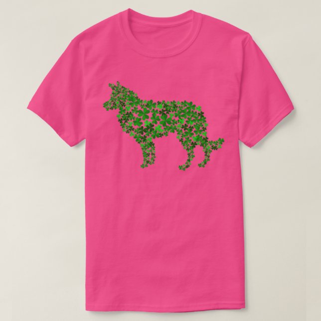Border Collie Dog Kleeblatt Leaf St Patrick Day T-Shirt (Design vorne)