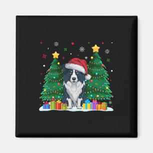 Border Collie Dog liebt Weihnachtsmannmütze Ugy We Magnet